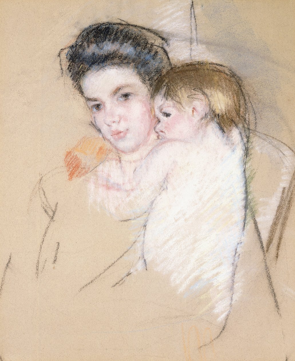 母と裸の子、 作： メアリー・カサット