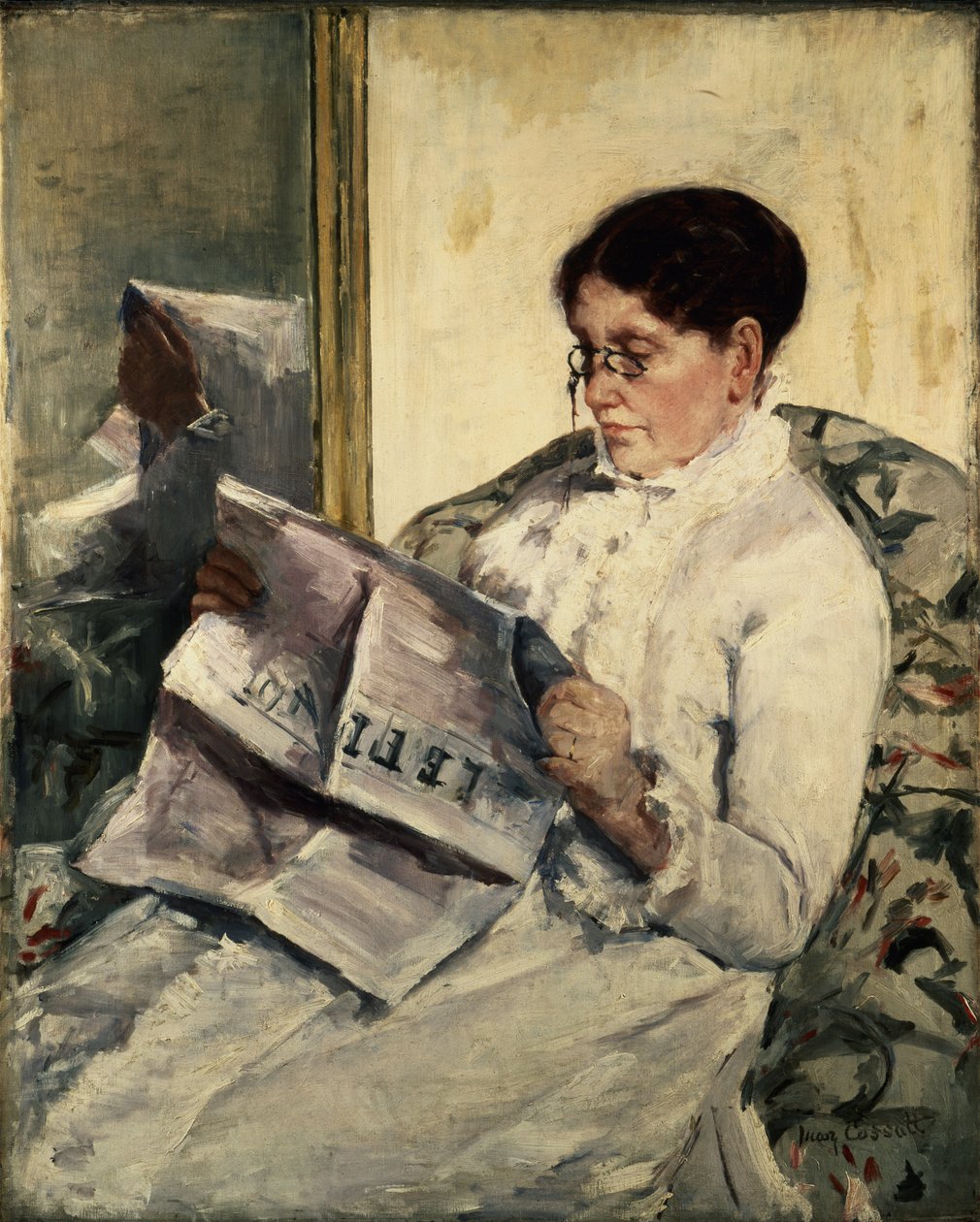 ルフィガロを読む、1878年 作： メアリー・カサット