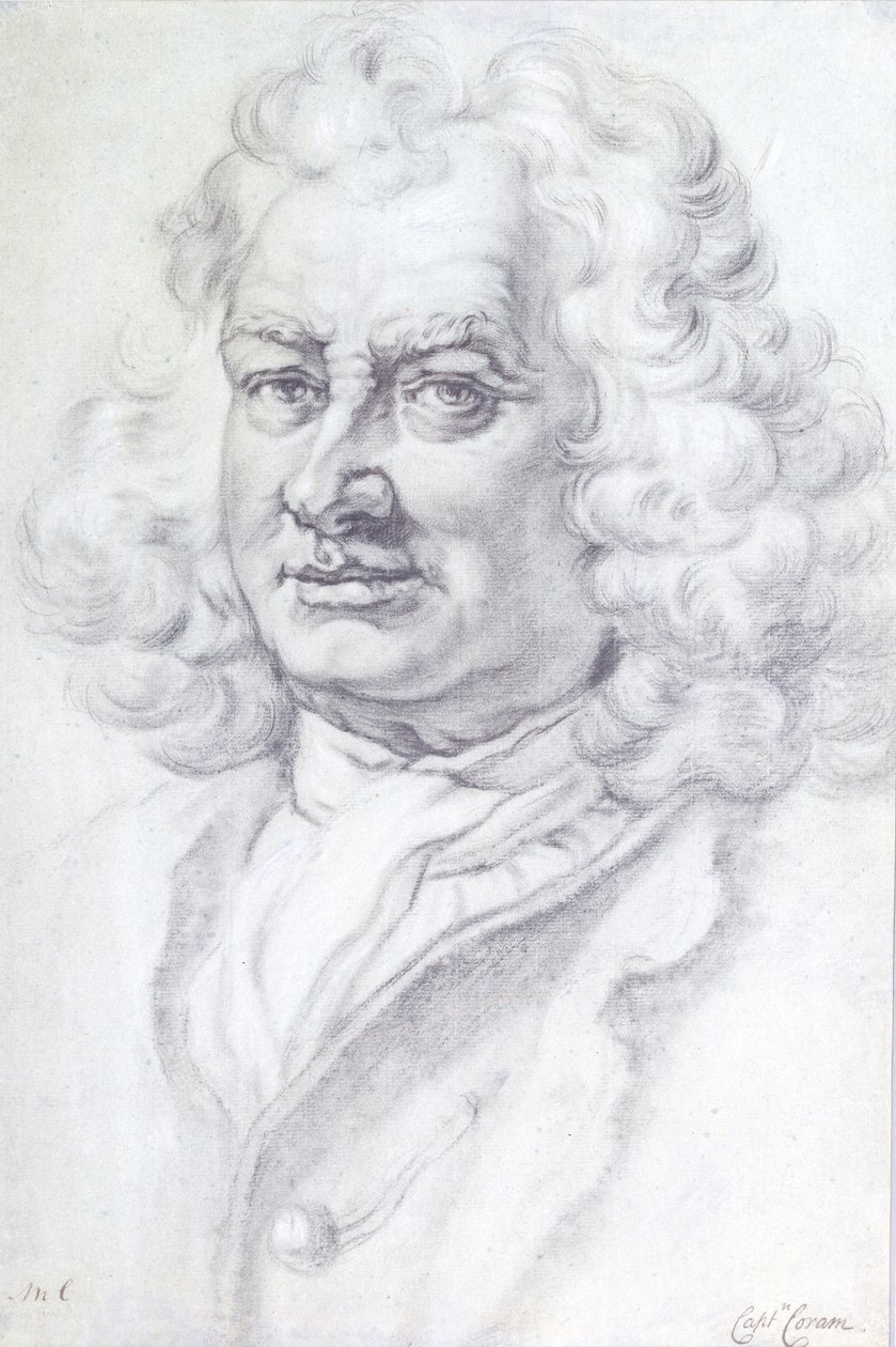 キャプテントーマスコーラムの肖像（c.1668-1751）、1768（鉛筆） 作： メイソンチェンバリン
