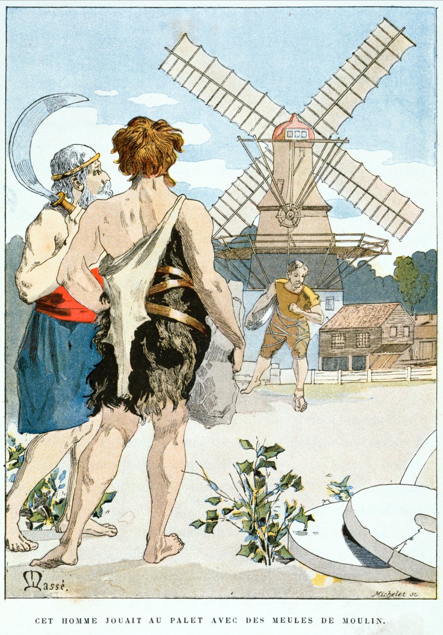 2ean-Lourは、彼の冒険に同行した3人の有力な男の1人であるRoue de Moulinに出会います。1900年頃 作： 質量質量