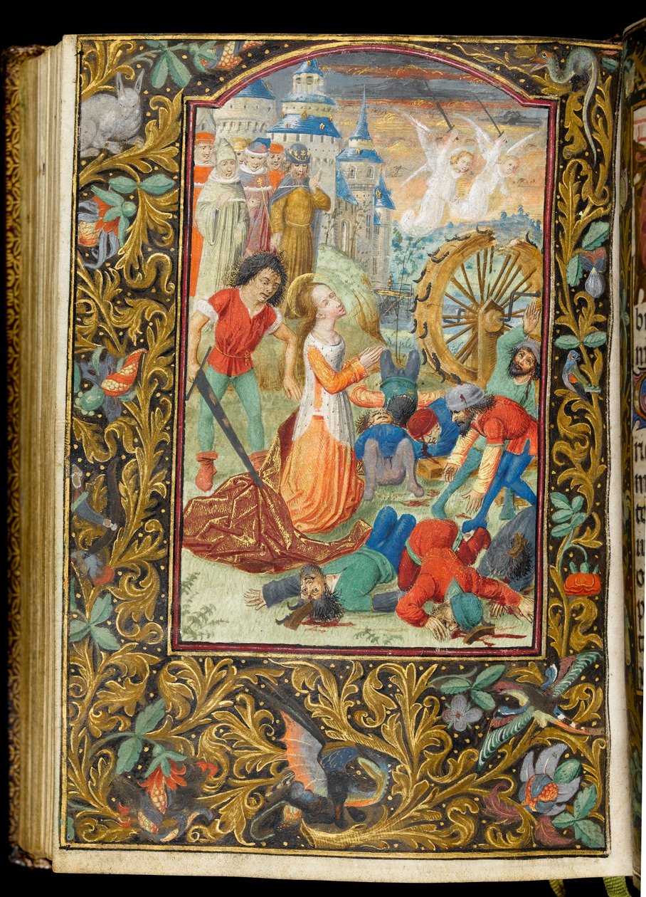 Ms 268 f.140v聖カタリナの殉教、c.1475（羊皮紙にインク） 作： フィッツウィリアムのマスター