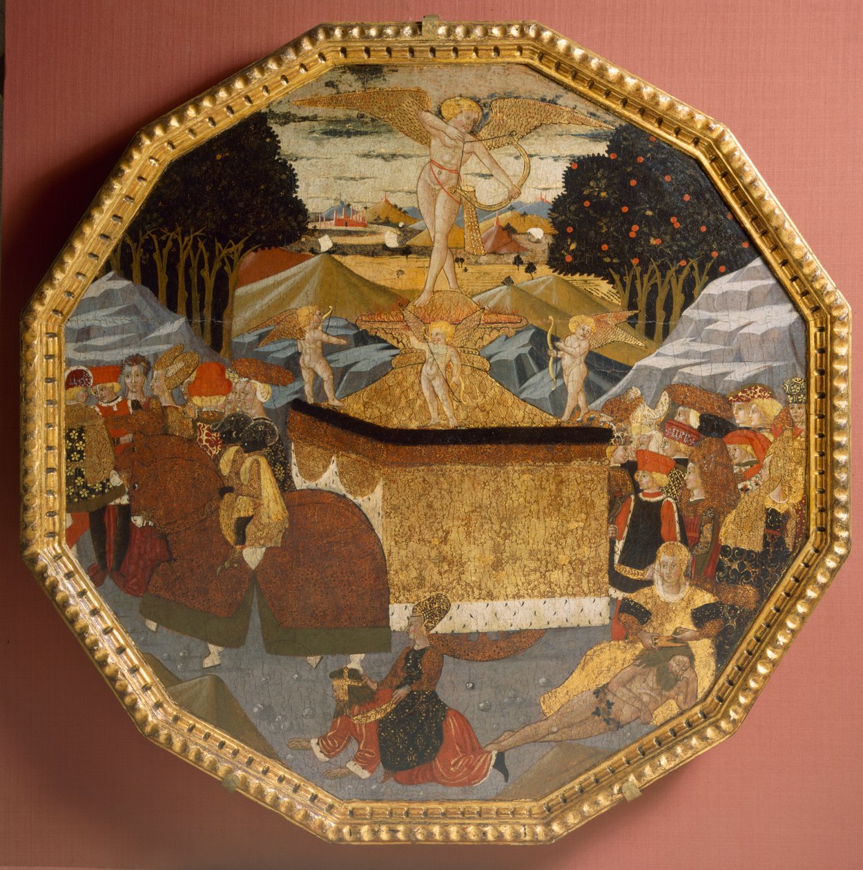 誕生トレイ：愛の勝利、c.1450（パネル上のテンペラ） 作： カッソーニのマスター