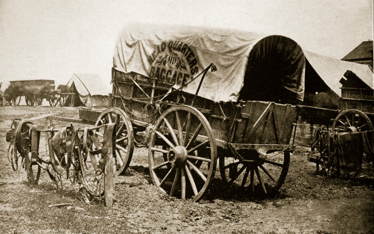 米国グラント将軍の手荷物ワゴン、1861-65 作： マシューB.ブレイディ