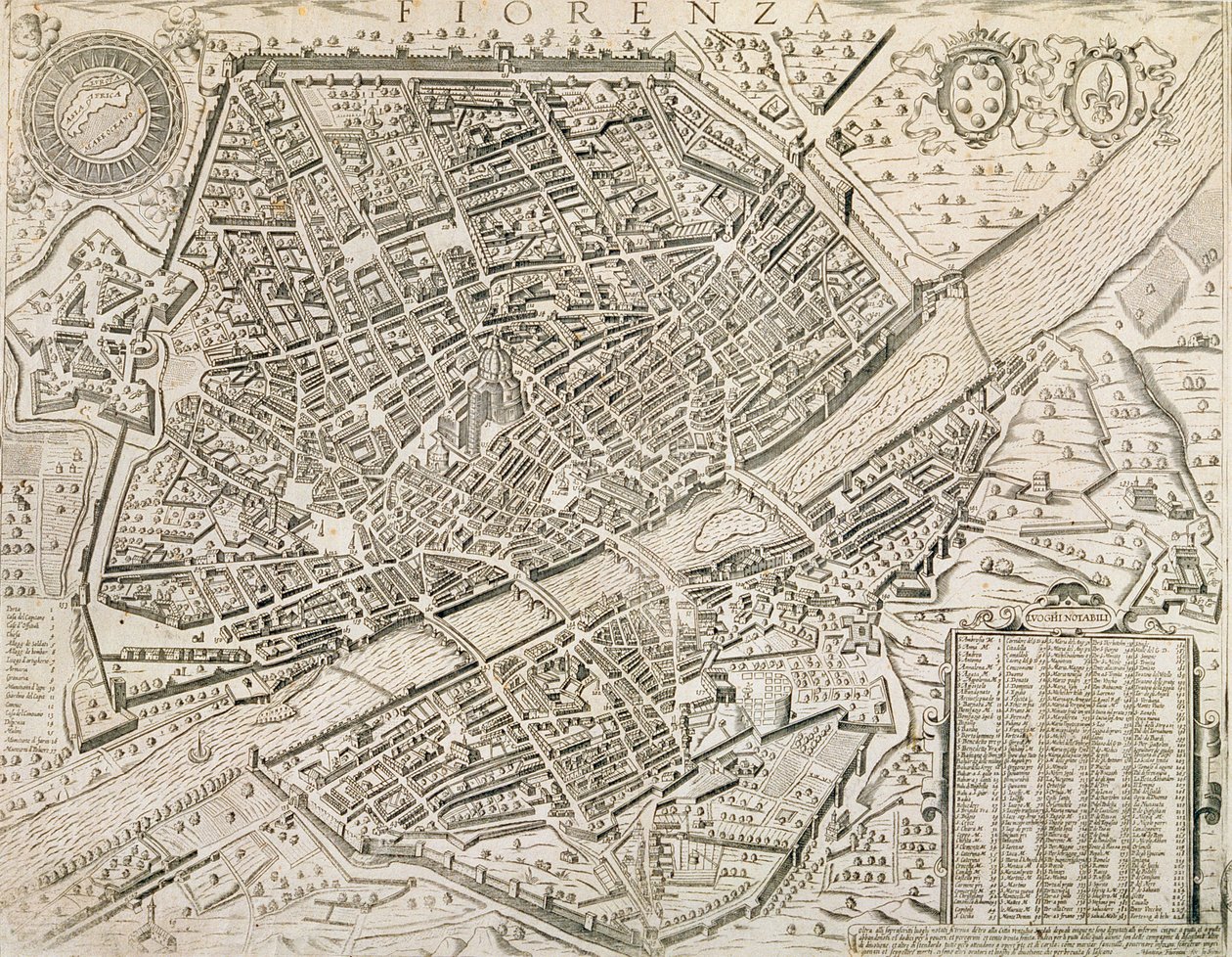 フィレンツェの地図、1595 作： マッテオ・フロリミ