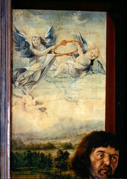 天使、イセンハイムの祭壇画の聖セバスチャンの細部、1512〜16年頃 作： マティアス・グリューネヴァルト