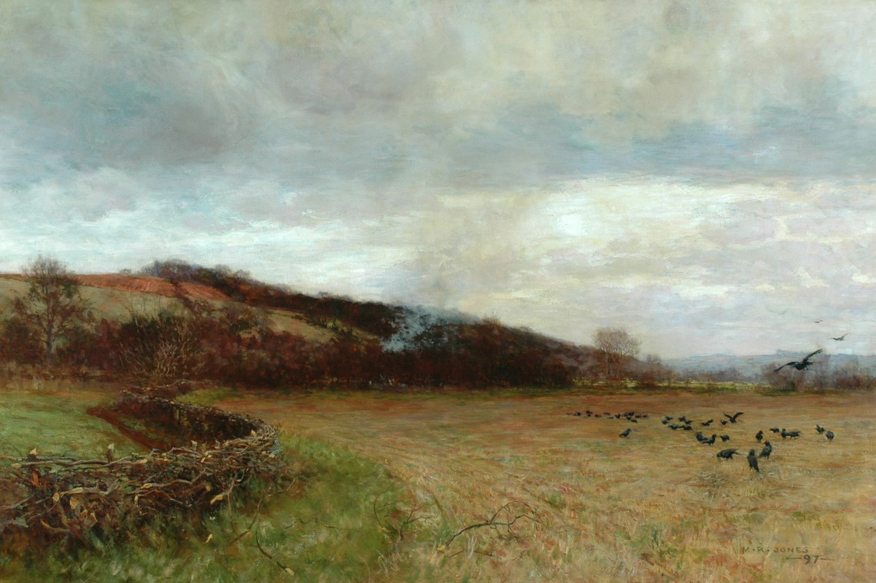 鳥のいる風景、1897 作： モード・ラファエル・ジョーンズ