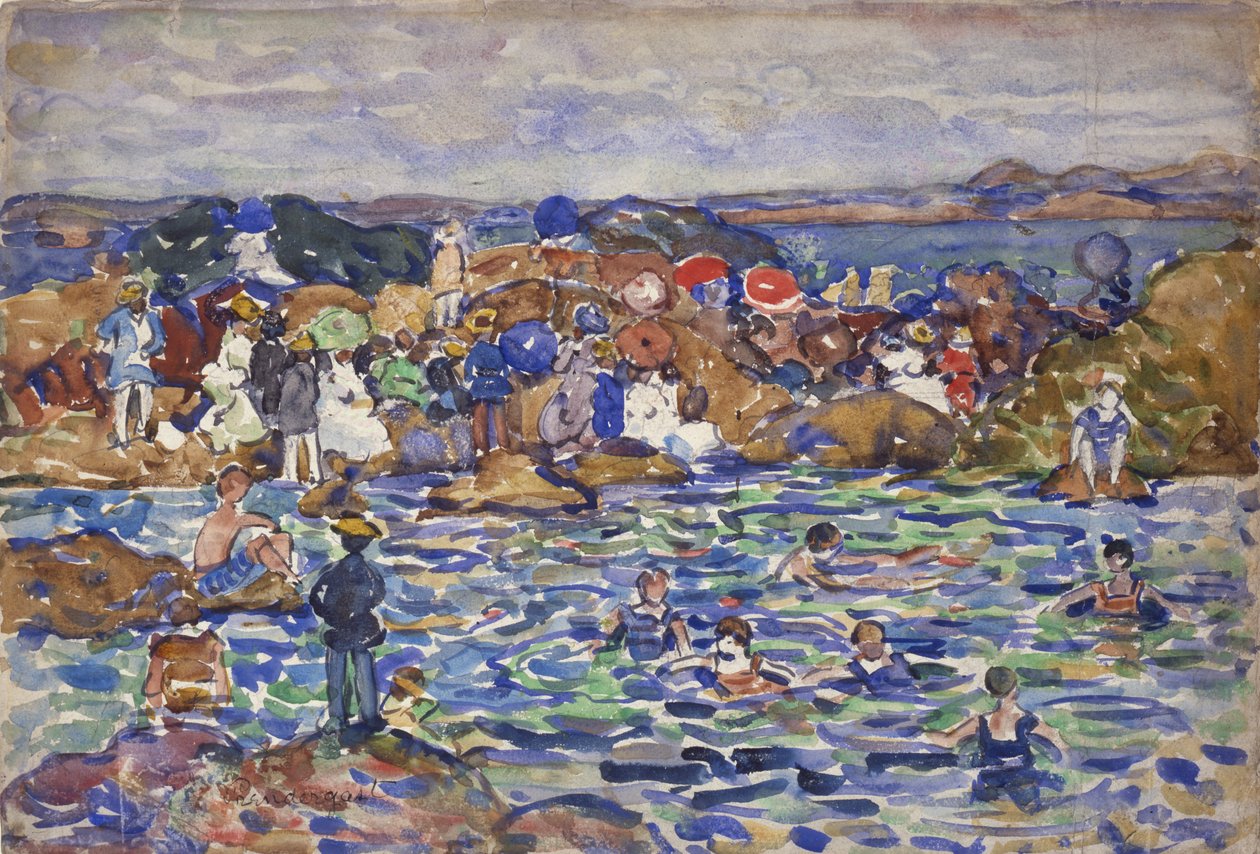 サンマロ1番海岸、1907年頃 作： モーリス・ブラジル・プレンダーガスト