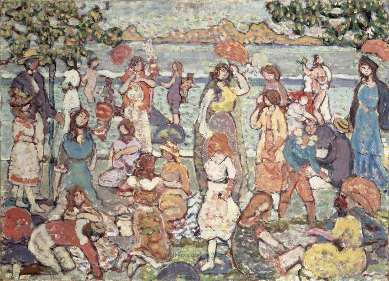 人物のいる風景、1921 作： モーリス・ブラジル・プレンダーガスト