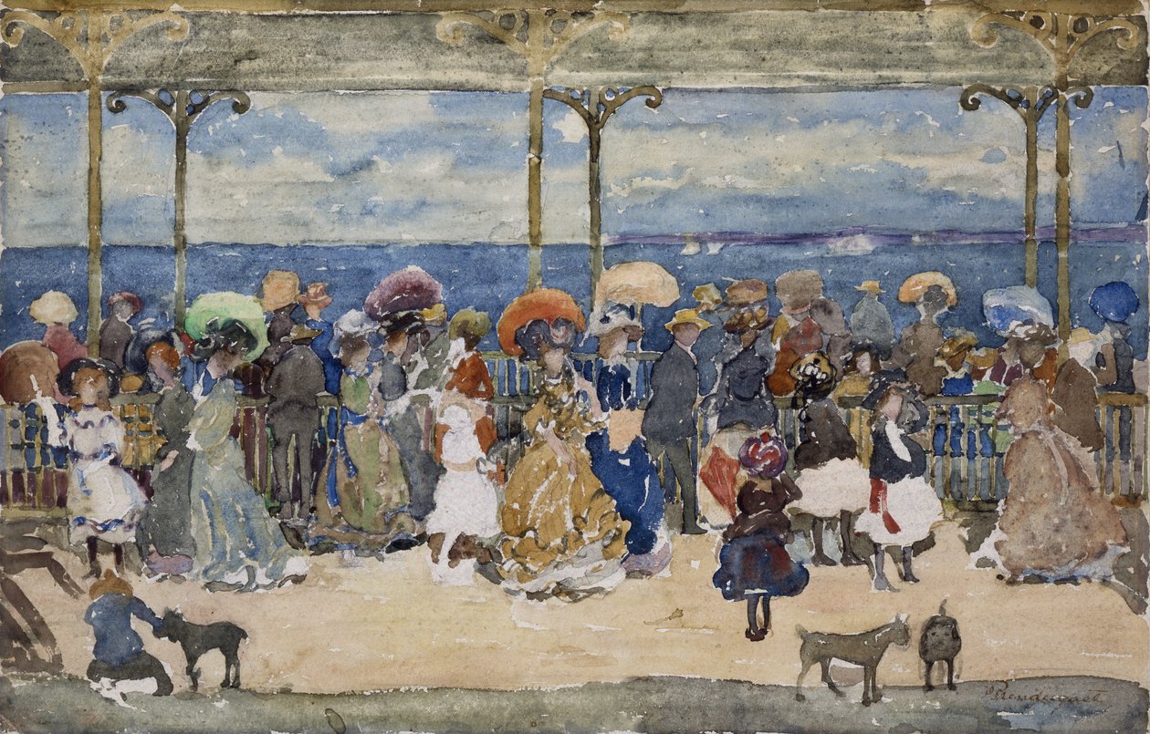 桟橋で、ナンタスケット、c.1900-05 作： モーリス・ブラジル・プレンダーガスト