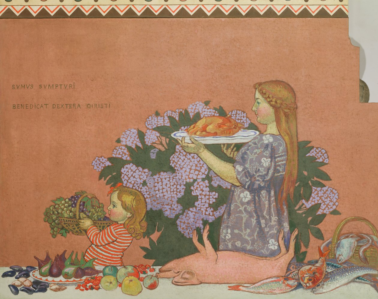 ペロスギラックの芸術家の家の装飾品、1908年の右側のパネル、グレース 作： モーリス・デニス