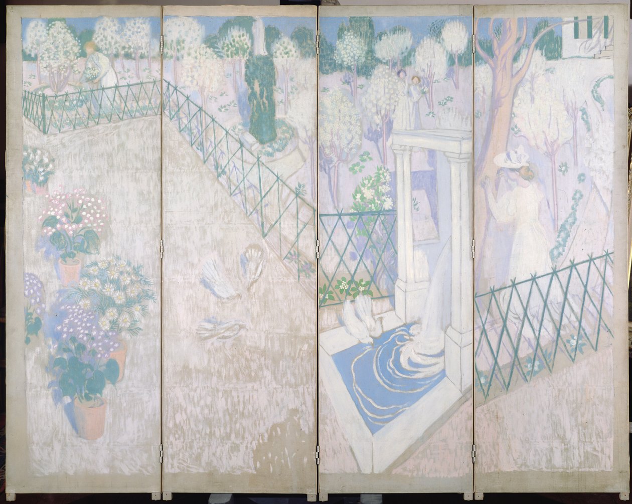 鳩のいるスクリーン、1896年頃 作： モーリス・デニス