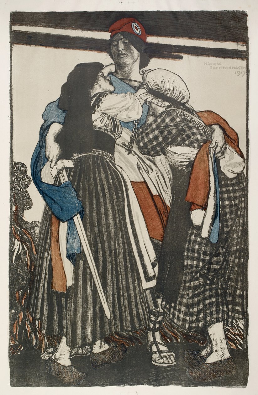 1917年のフランスへのアルザスロレーヌの復元（リトグラフ） 作： モーリス・グリッフェンハーゲン