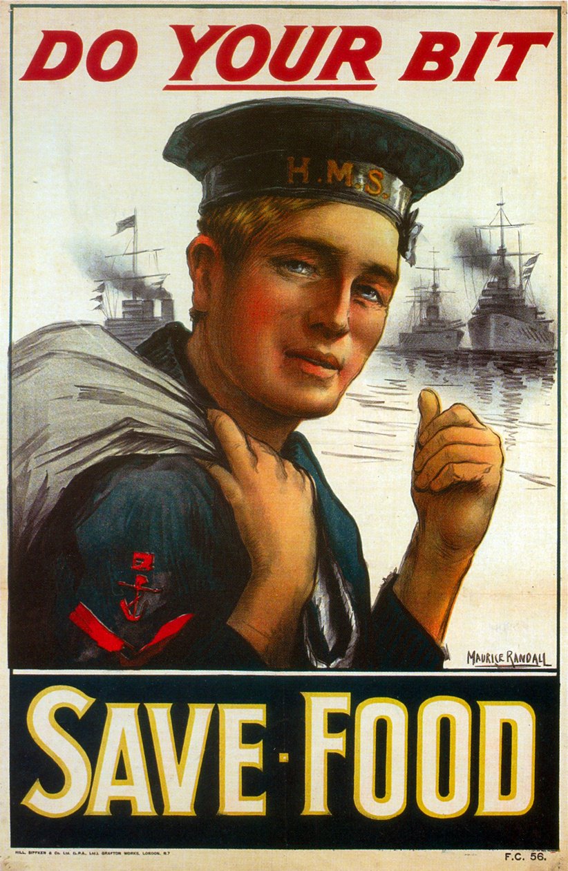 WW1のポスター、ビットを実行するように促す-食品を保存1917（カラーリソ） 作： モーリス・ランドール