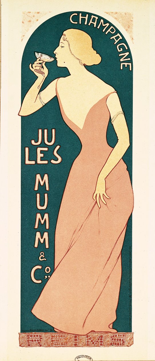 ジュールマムアンドカンパニーによるシャンパンのポスターデザイン、ランス、1895 作： モーリス・リアリア・デュマ