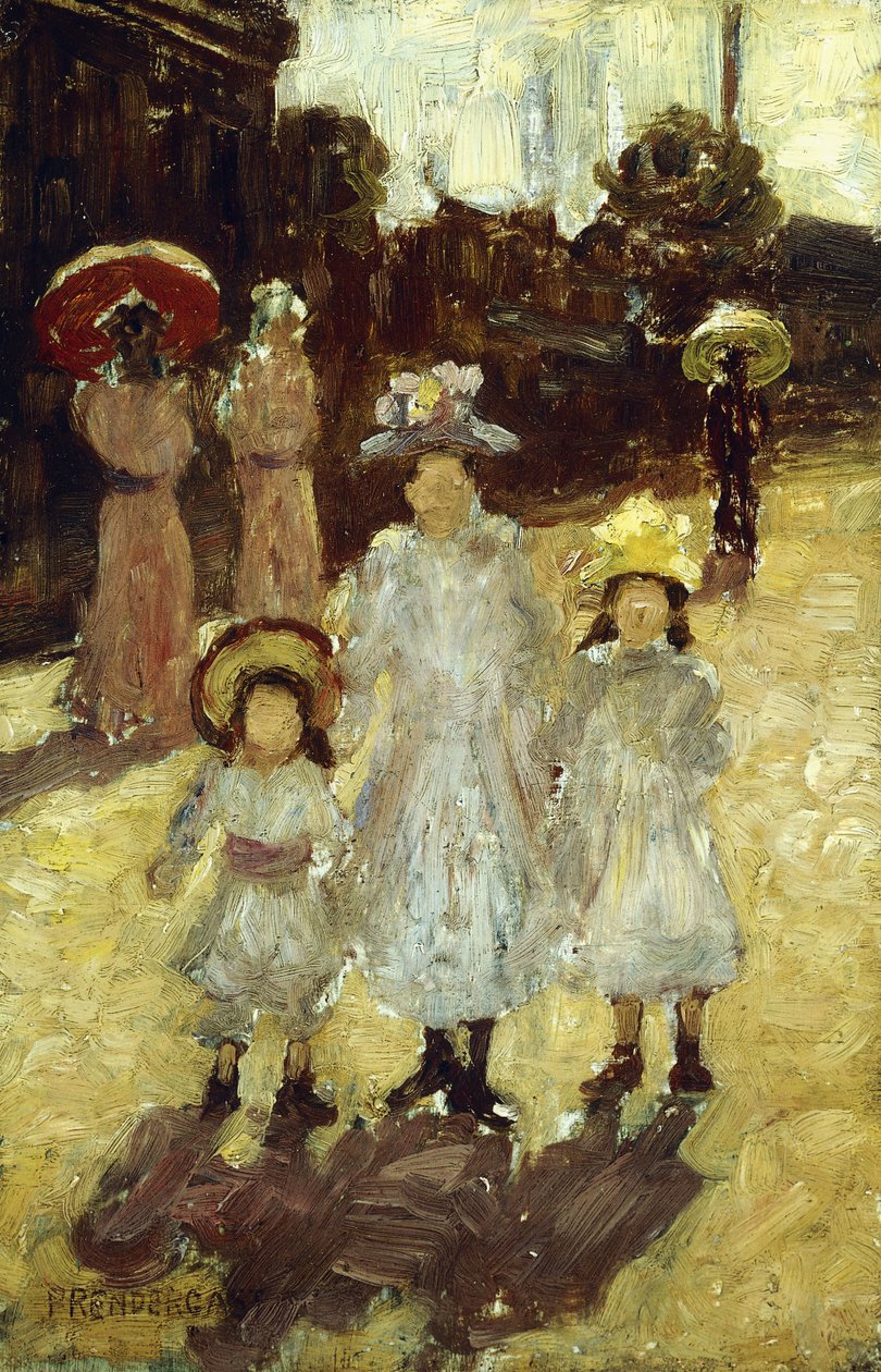 パリの日曜日の朝、1892-1894年頃 作： モーリス・ブラジル・プレンダーガスト