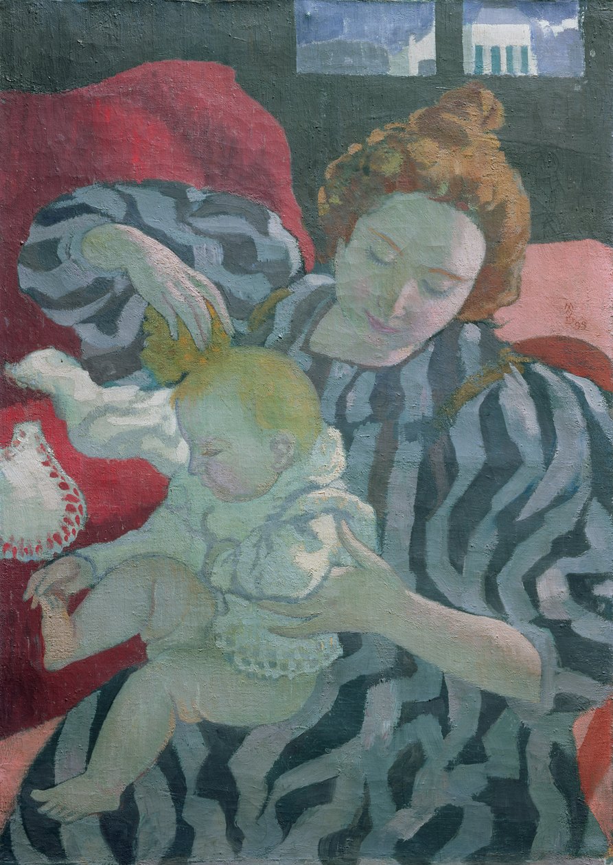 子供を洗う母親、1895年 作： モーリス・デニス