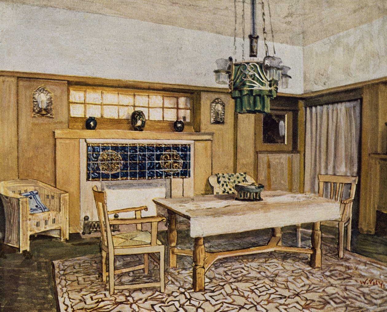 Sala de jantar em Karlsruhe, século XX (desenho) 作： マックス・ロイガー