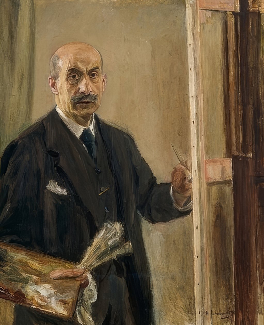 イーゼルでの自画像。 1916 作： マックス・リーバーマン