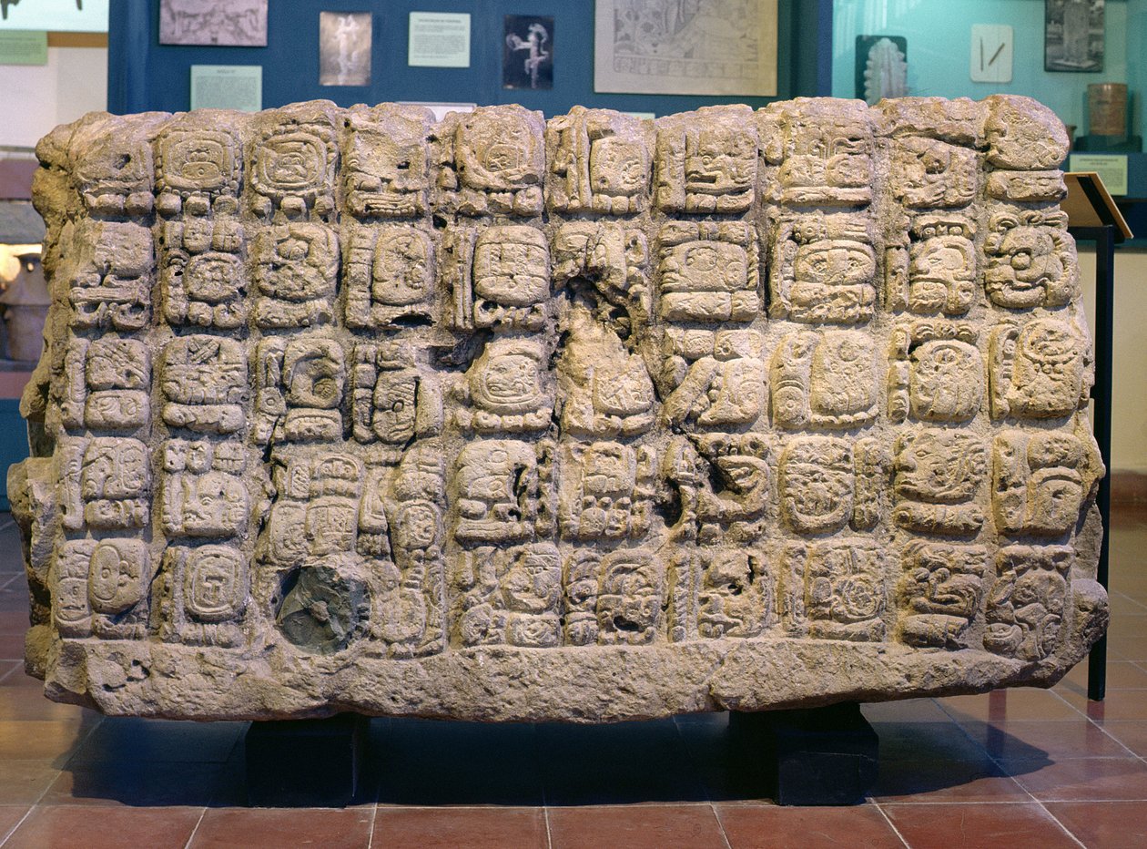 コパンからの祭壇Uの裏側、クラシック時代後期（795 AD） 作： マヤ