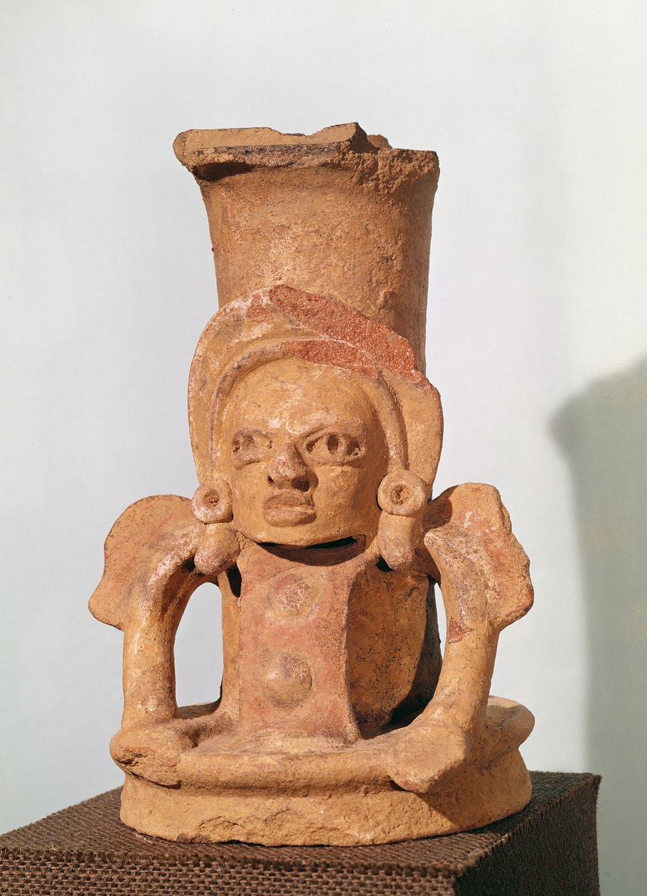 座像の形をした香炉、前古典期（陶器） 作： マヤ