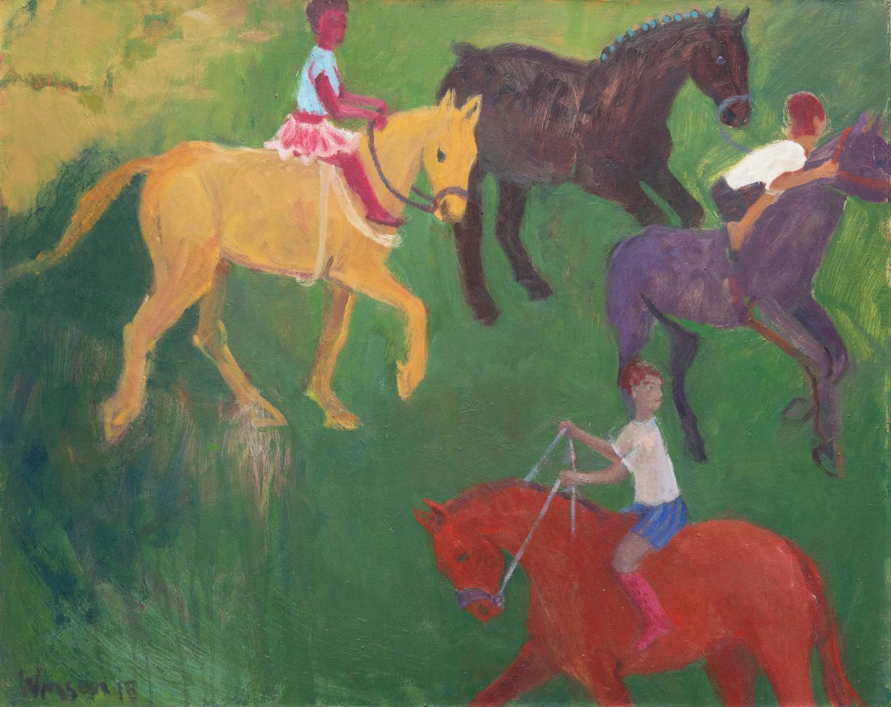 Four Horses, 2018（キャンバスに油彩） 作： ミーガン・ウィリアムソン