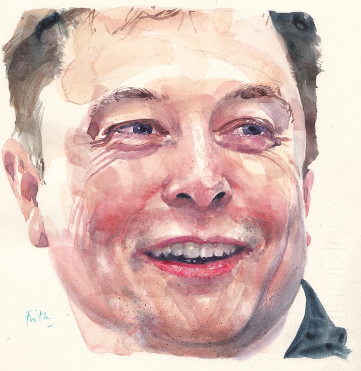 イーロン・マスク（水彩画） 作： マイケル・フリス