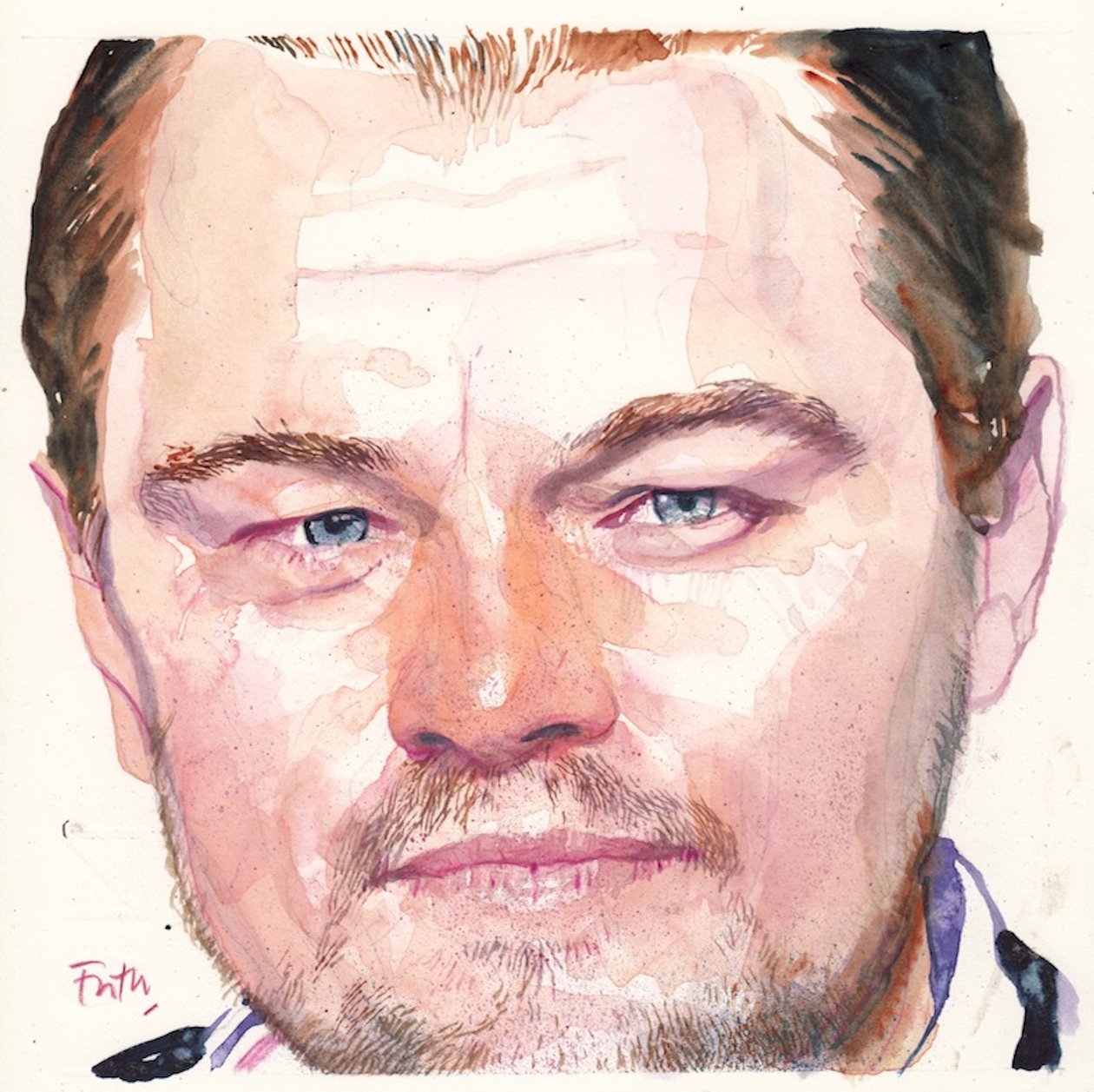 レオナルド・ディカプリオ、2016年（水彩画） 作： マイケル・フリス