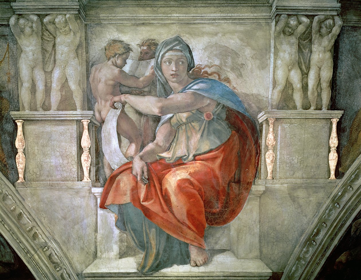 システィーナ礼拝堂の天井：Delphic Sibyl 作： ミケランジェロ・ブオナローティ