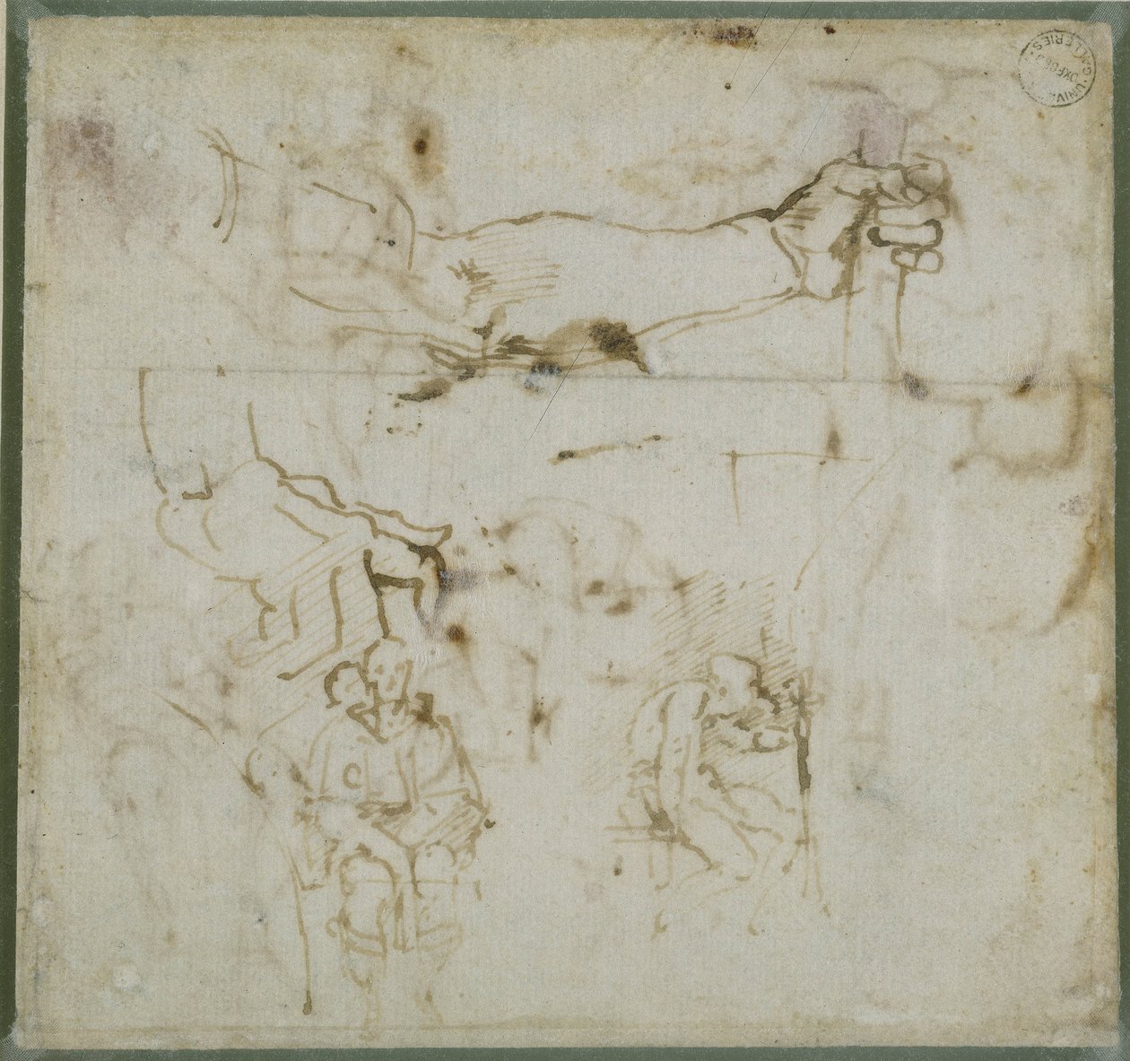 腕の研究、c.1511 作： ミケランジェロ・ブオナローティ