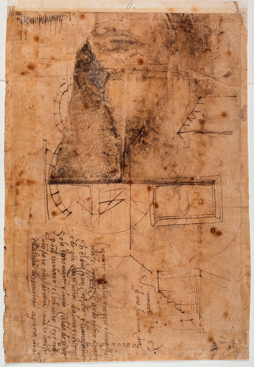 自筆の建築研究と詩の断片 作： ミケランジェロ・ブオナローティ