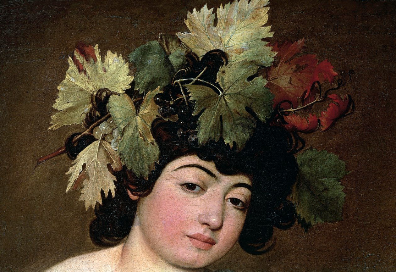 バッカス、1589年頃（キャンバスに油彩） 作： ミケランジェロメリシダカラヴァッジョ