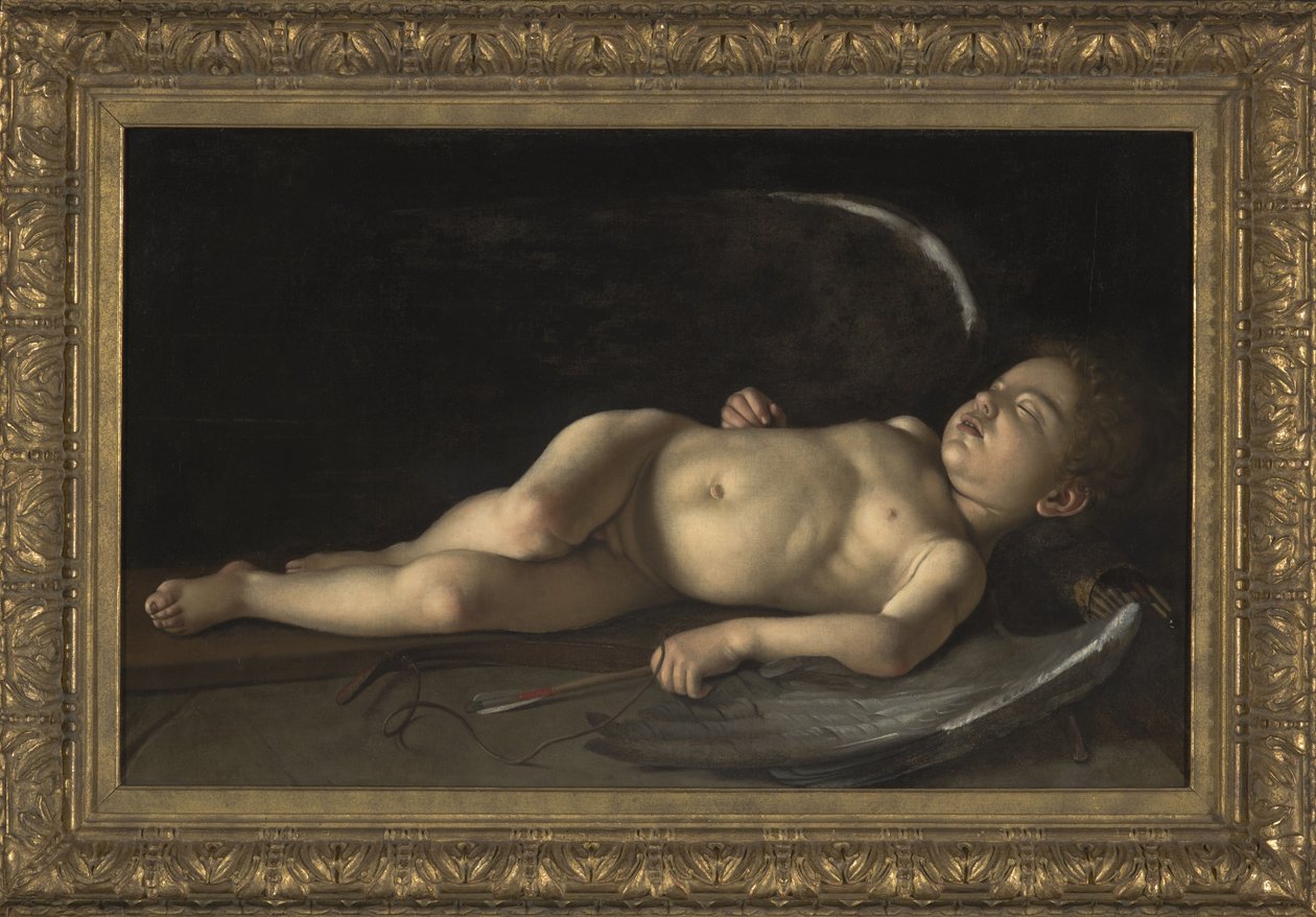 Cupido Adormecido (óleo sobre tela) 作： ミケランジェロメリシダカラヴァッジョ