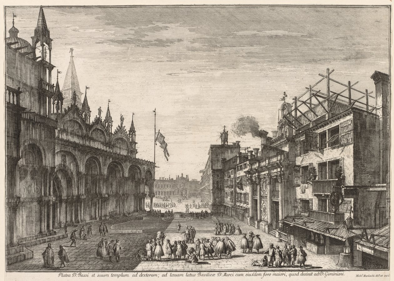 ヴェネツィアの景色：Piazzetta S. Basso、1741年。 作： ミケーレ・マリースキ