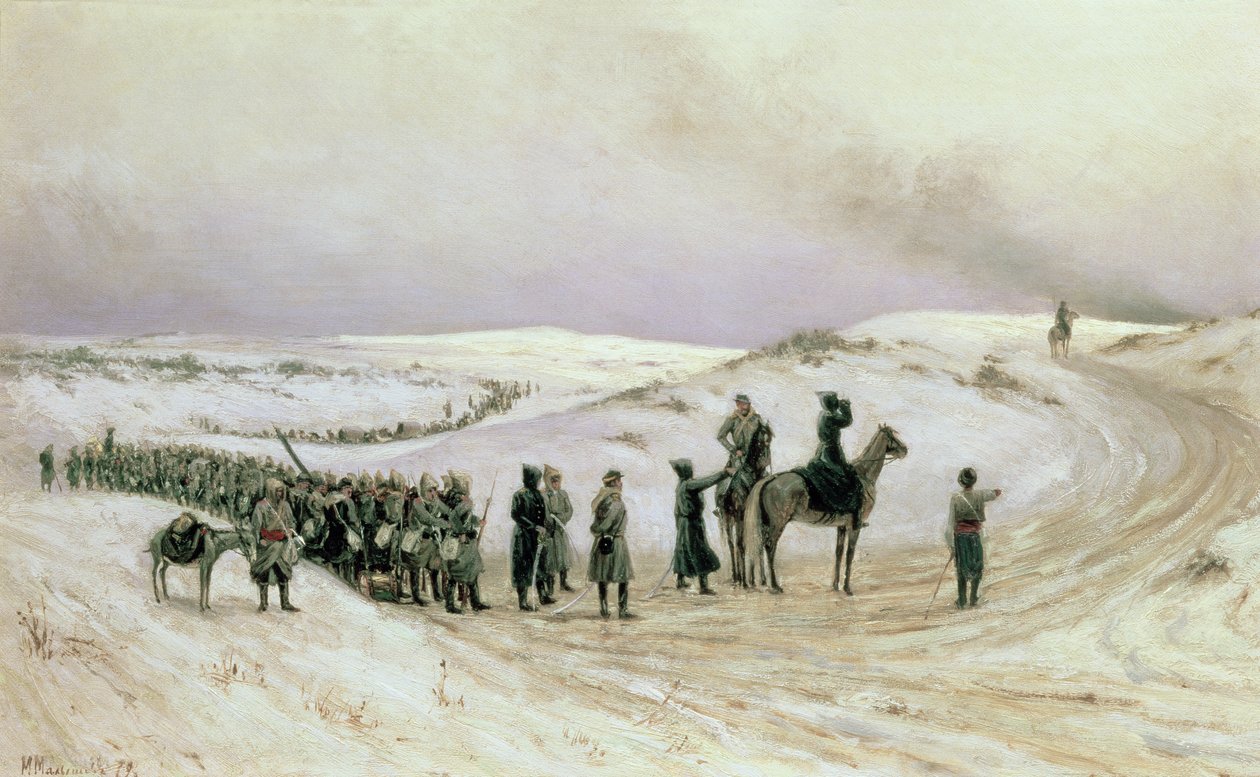 1879年の1877年から78年のロシア-トルコ戦争の場面、ブルガリア 作： ミハイル・ゲオルギエヴィッチ・マリシェフ