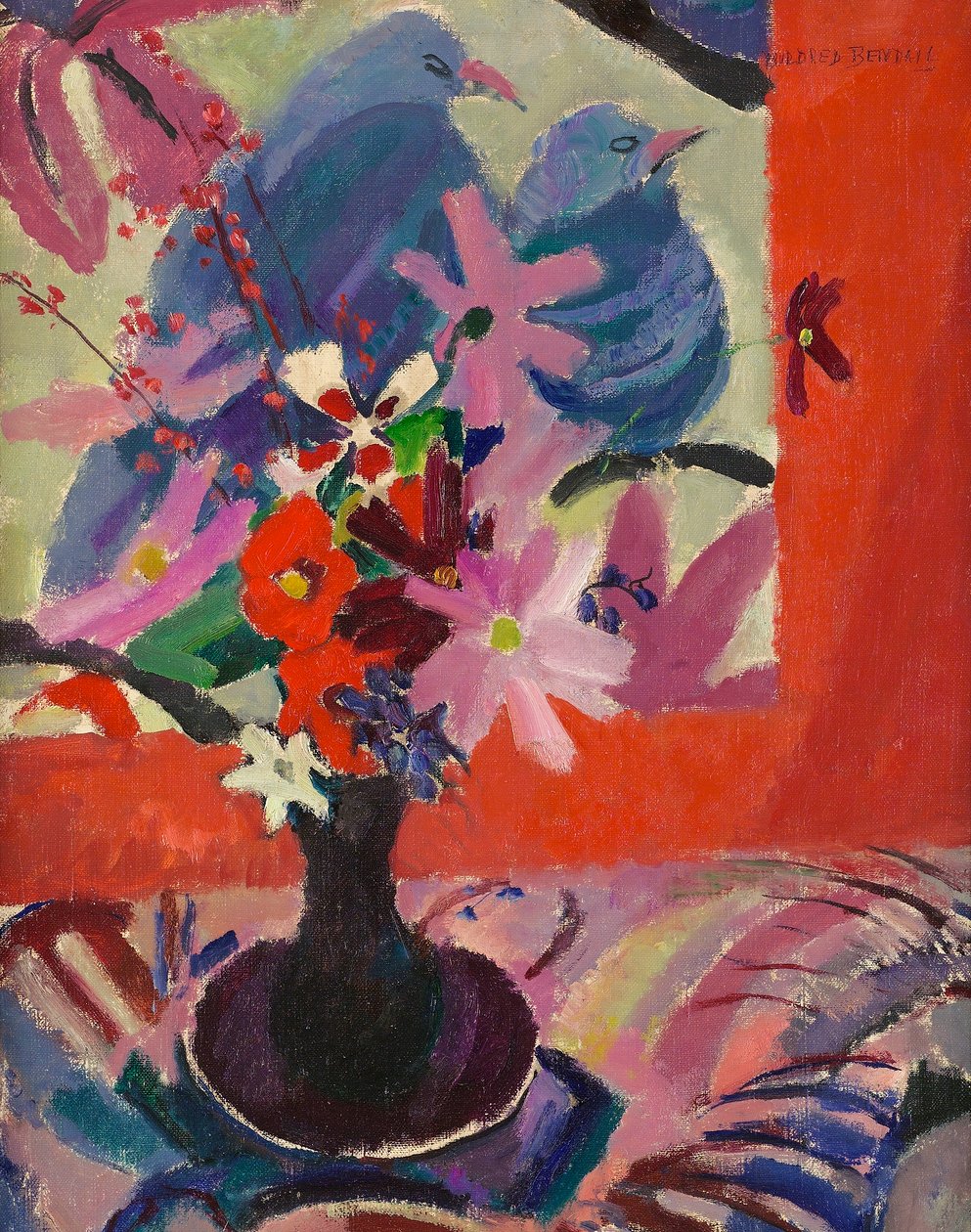 鳥と花、1926年頃 作： ミルドレッド・ベンダル