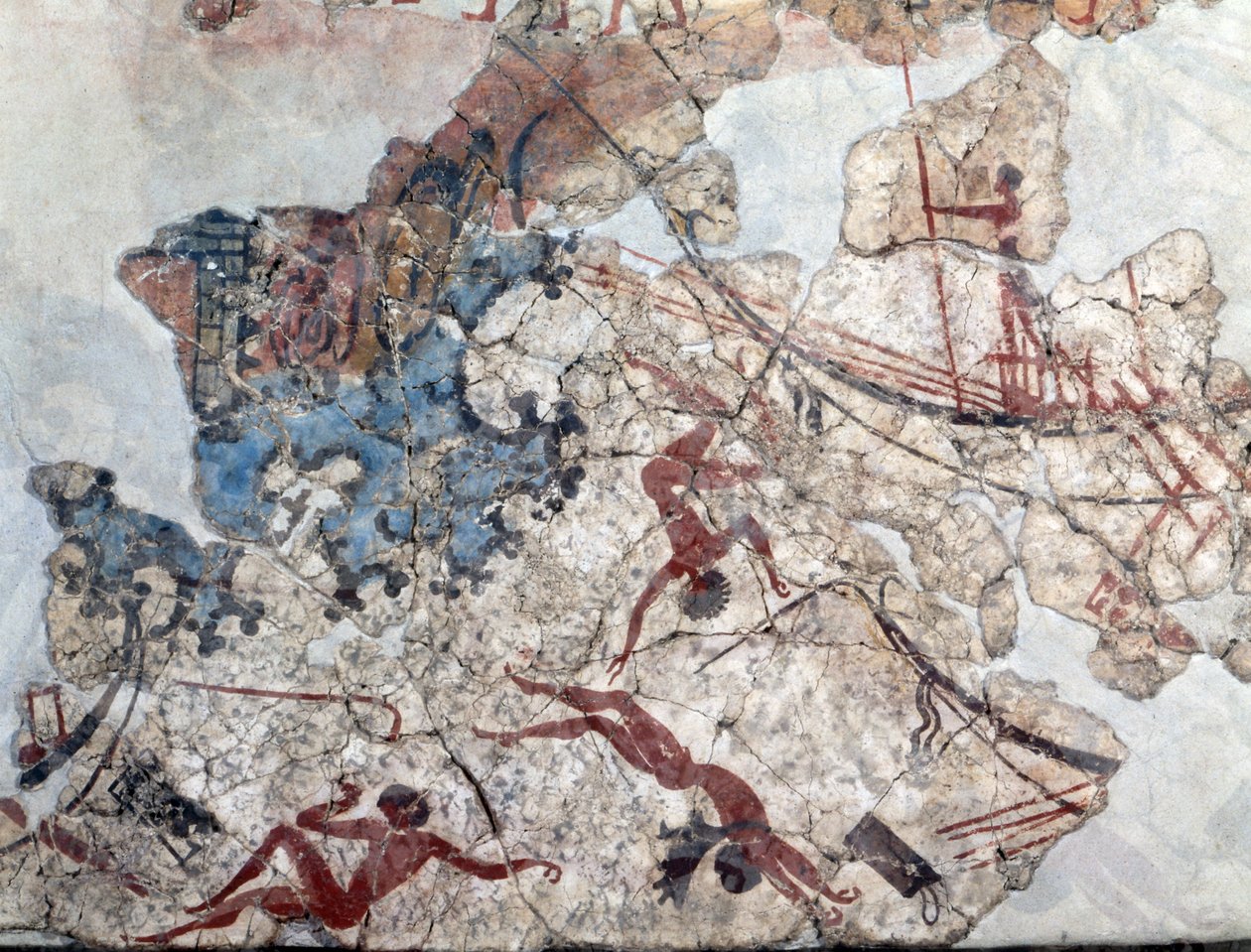 古代テーラのミノア時代の壁画（フレスコ画 作： ミノアン