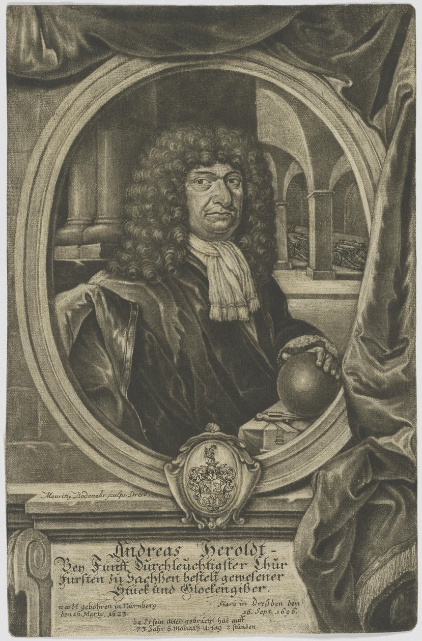 ザクセンのしこりとベルキャスターアンドレアスヘロルドによる銅版画（1623–1696） 作： モリッツ・ボデネール