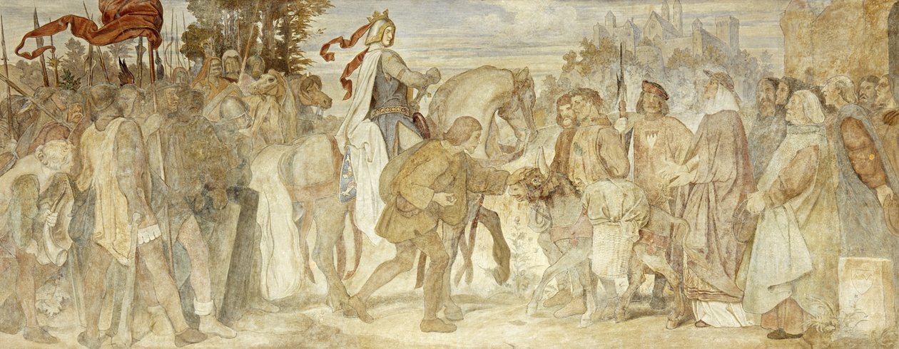私のロバ、ヴァルトブルク城、185455年頃（フレスコ画）を探しています 作： モーリッツ・ルートヴィヒ・フォン・シュヴィント