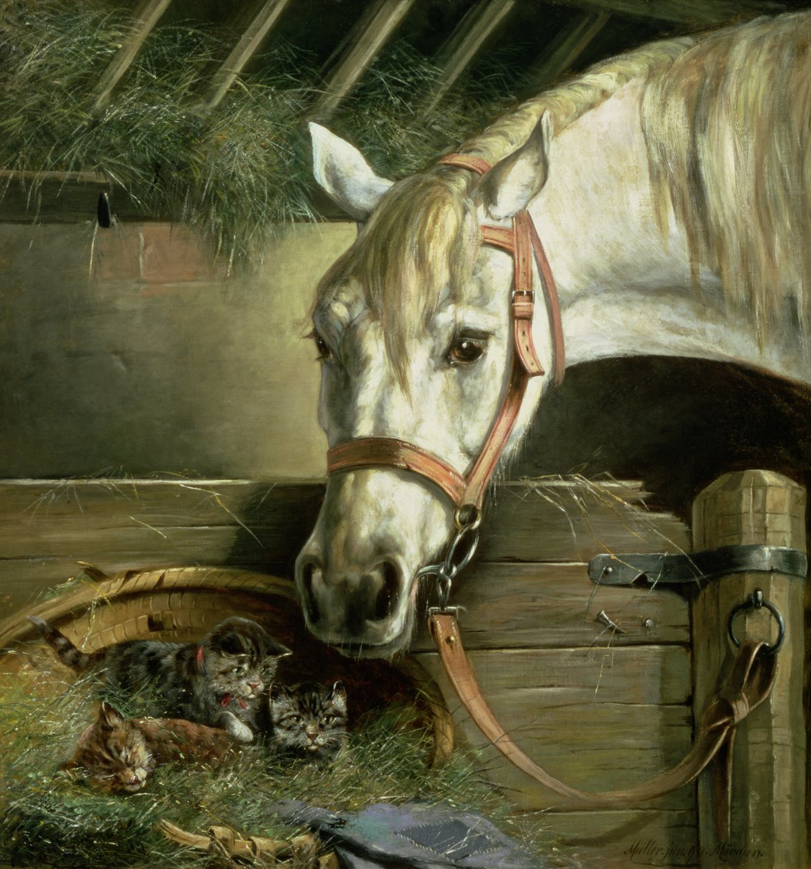 馬と子猫、1890 作： モリッツ・ミュラー