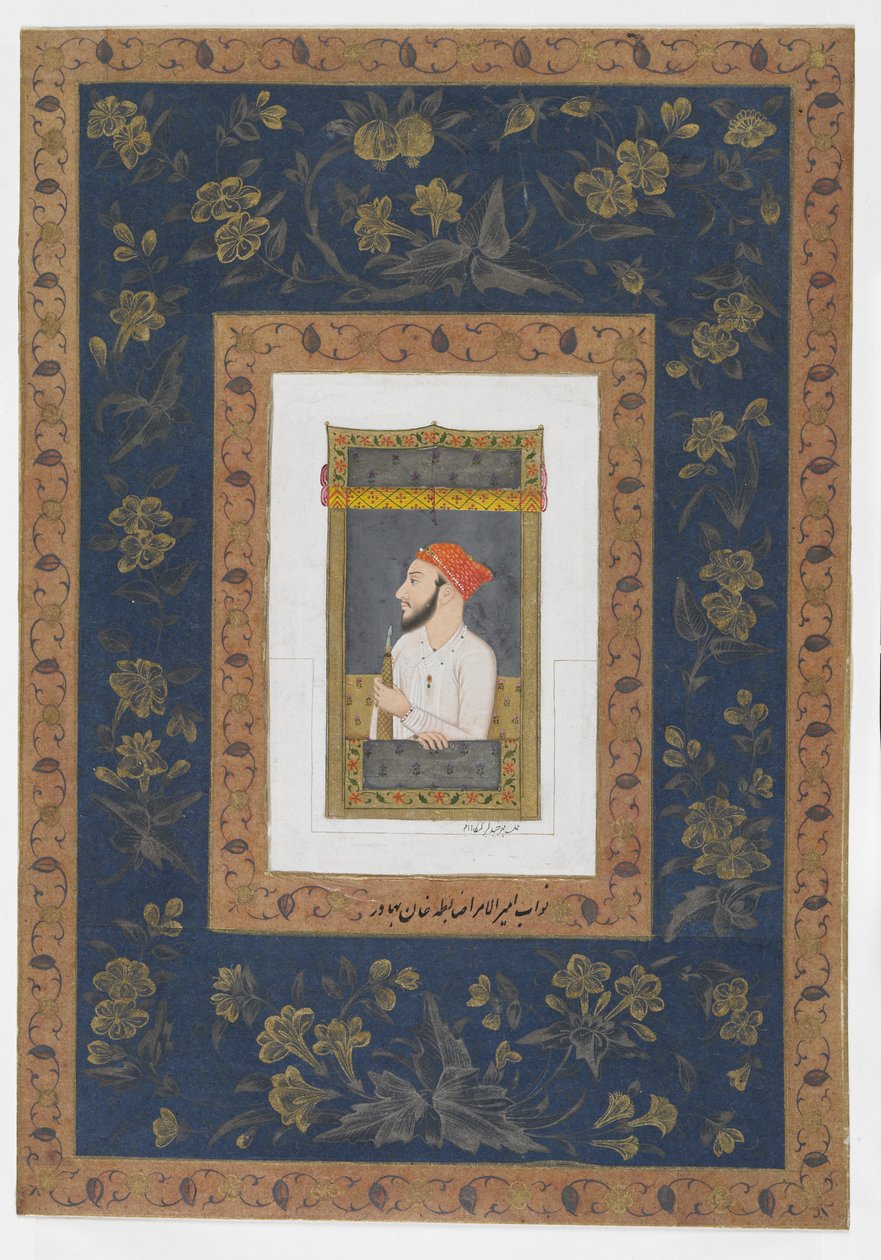 Nawab Amir al-Umara Zabita Khan、デタッチアルバムフォリオ、絵付き、1770年頃 作： ムガル学校