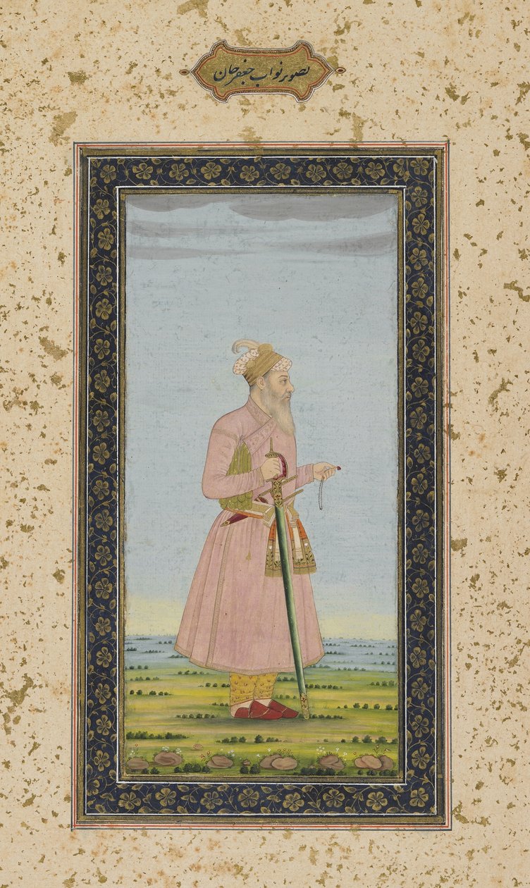 Nawab Ja "far Khan、Impey Album、分離された原稿フォリオ、c.1770 作： ムガル学校