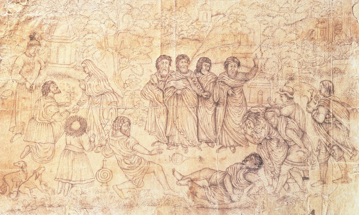 アナニアの死、1650〜1680年 作： ムガル学校