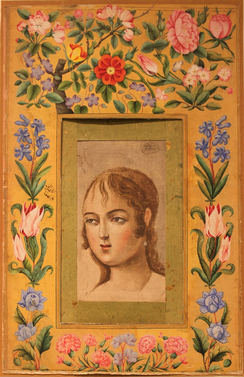 若い美女の絵、イラン、1740 年代から 50 年代。 作： ムハンマド・サディク