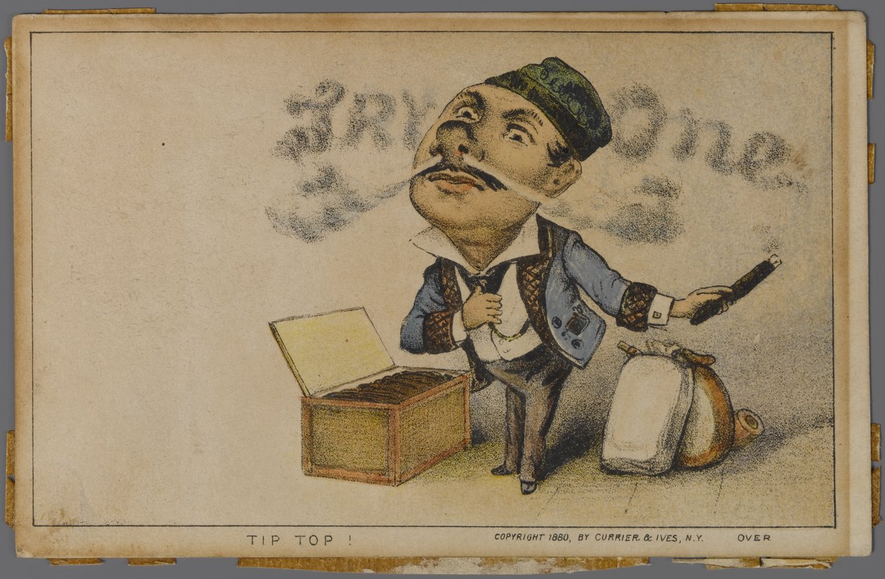 チップトップシガーの広告、1880 作： N. and Ives、JM Currier