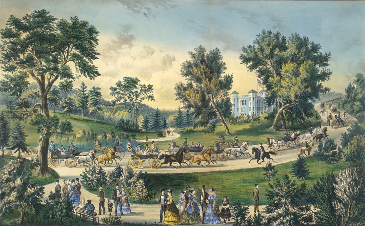 グランドドライブ、セントラルパーク、ニューヨーク、1869 作： N. and Ives、JM Currier
