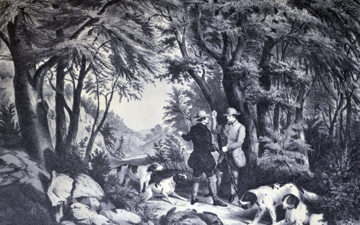 Currier＆Ivesイラスト19世紀。パートリッジ射撃 作： N. and Ives、JM Currier
