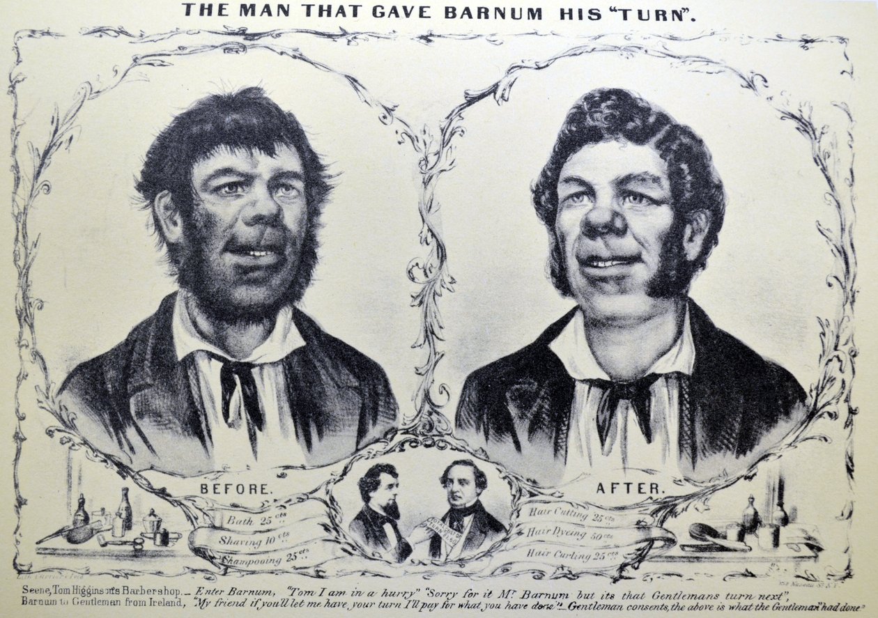 Currier＆Ivesイラスト19世紀。バーナムに彼の番を与えた男 作： N. and Ives、JM Currier