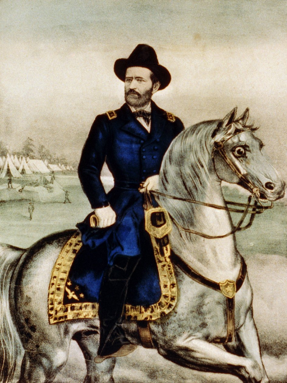 中尉ユリシーズ・S・グラント、1880年（手描きのリソ） 作： N. and Ives、JM Currier