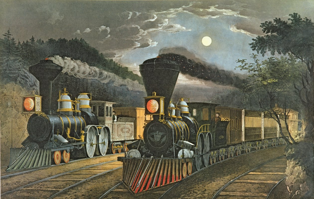 ライトニングエクスプレストレイン、1863 作： N. and Ives、JM Currier