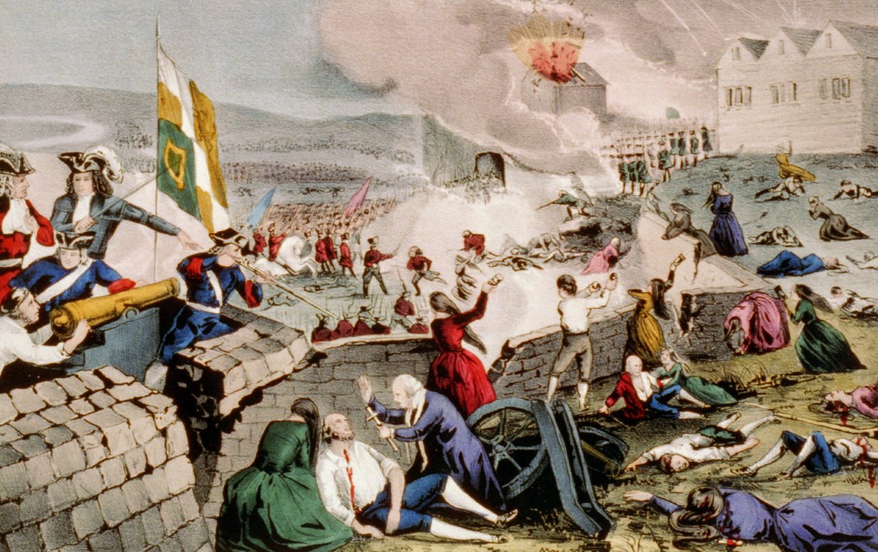 リメリックの包囲、1848年（手描きのリトグラフ） 作： N. and Ives、JM Currier